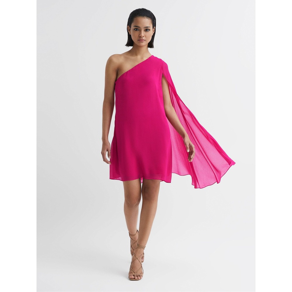 NWT Reiss One Shoulder Fleur Sheer Cape Sleeve Dress / Size 6 / MSRP $330!